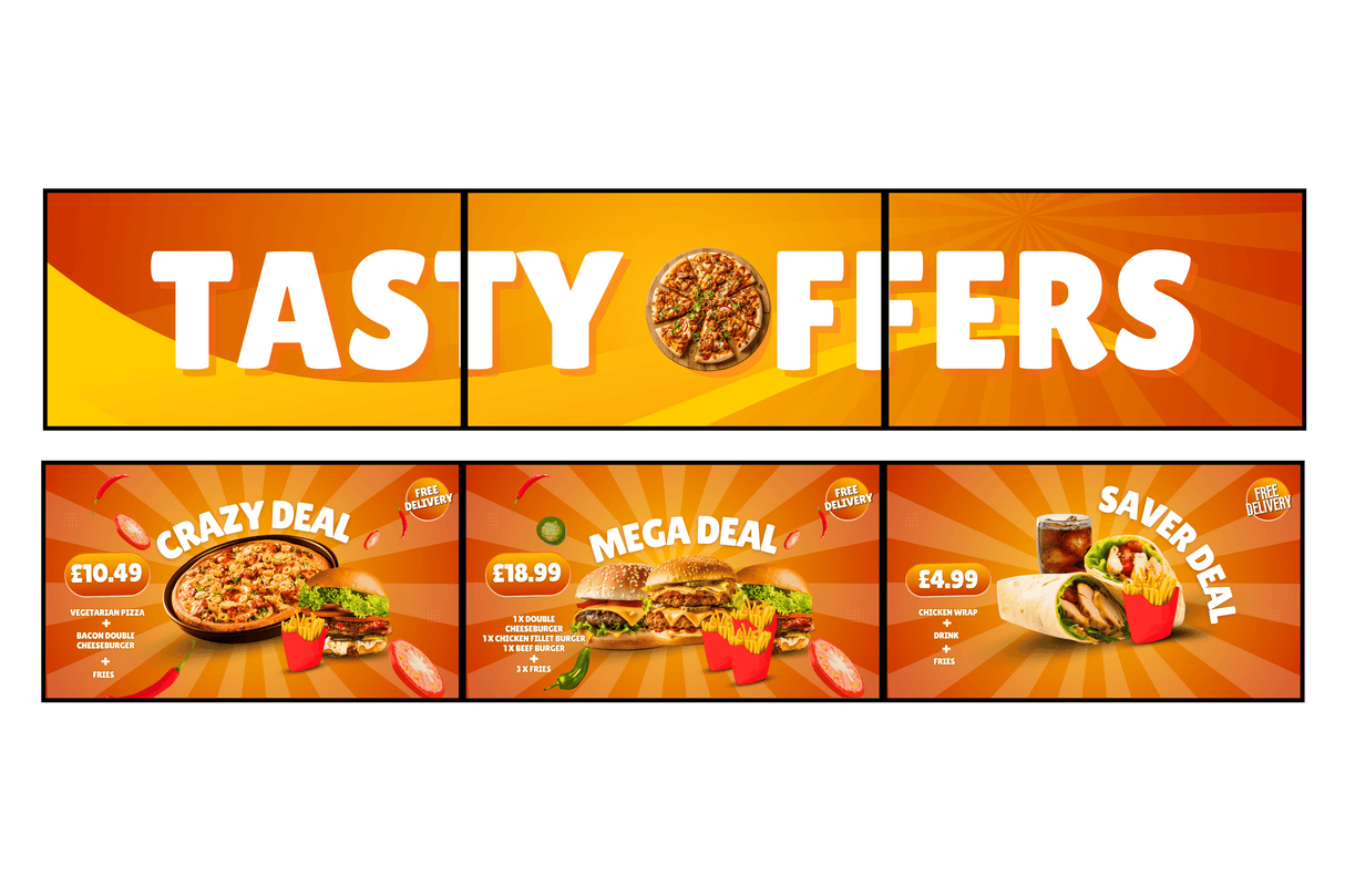 4K Digital Menu Board | Free Design Animated Bespoke | 43" & 55" Commercial Display with Yodeck