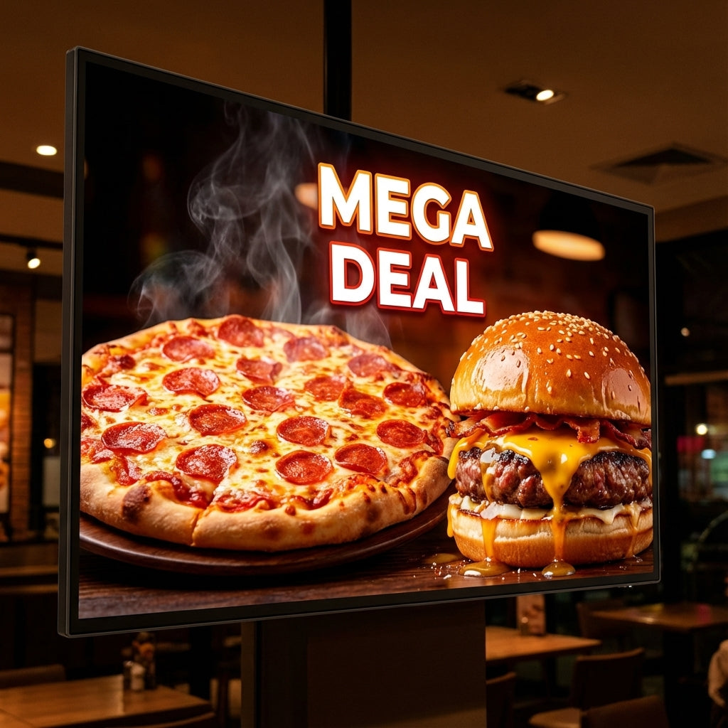 4K Digital Menu Board | Free Design Animated Bespoke | 43" & 55" Commercial Display with Yodeck