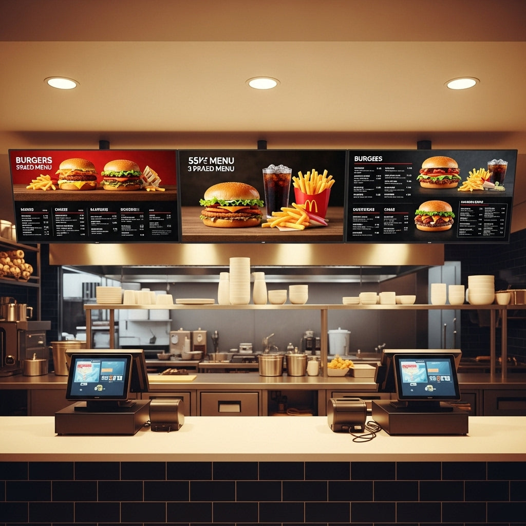 4K Digital Menu Board | Free Design Animated Bespoke | 43" & 55" Commercial Display with Yodeck