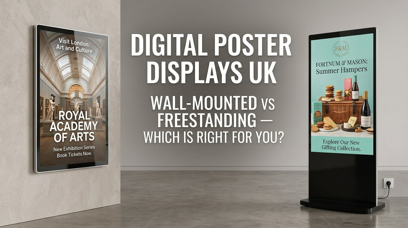 Digital Poster Displays UK: Wall-Mounted vs Freestanding — Which Is Right For You? Khazina Digital