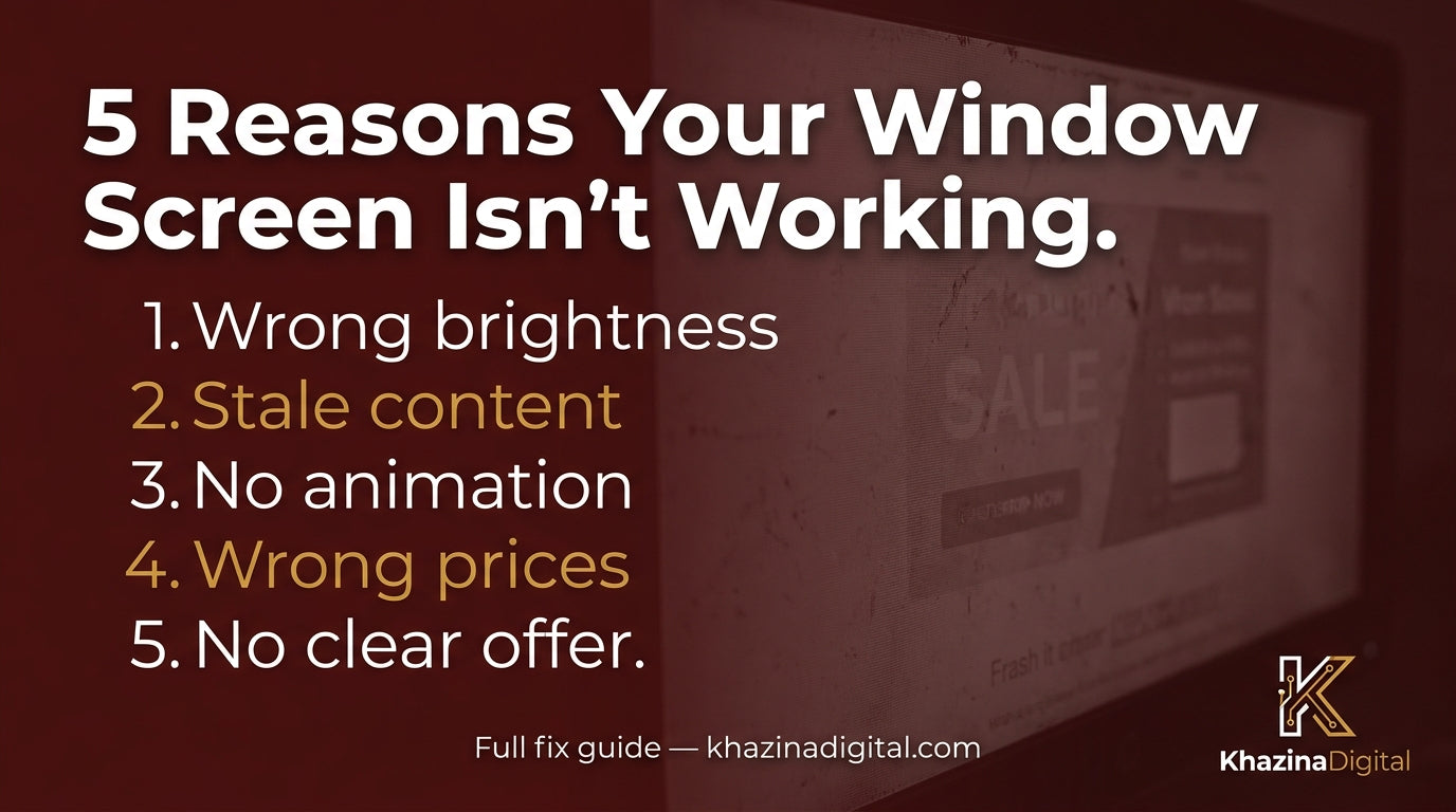 Why Your Digital Window Screen Isn't Driving Customers In - KhazinaWindow Live - Khazina Digital