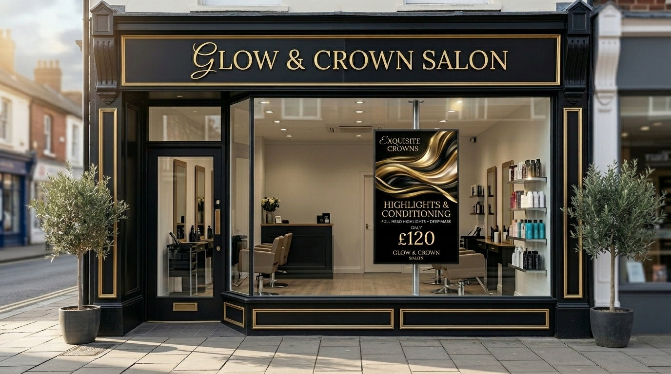 Digital Window Display for Hair Salons and Barbers UK — How to Fill More Appointment Slots