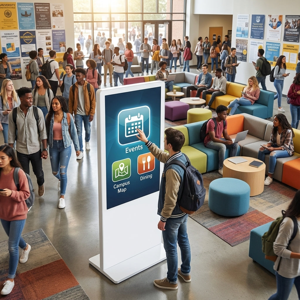High-Performance Freestanding PCAP Touch Screen Poster-Indoor advertising display screens UK - retail gym hotel office - Khazina Digital