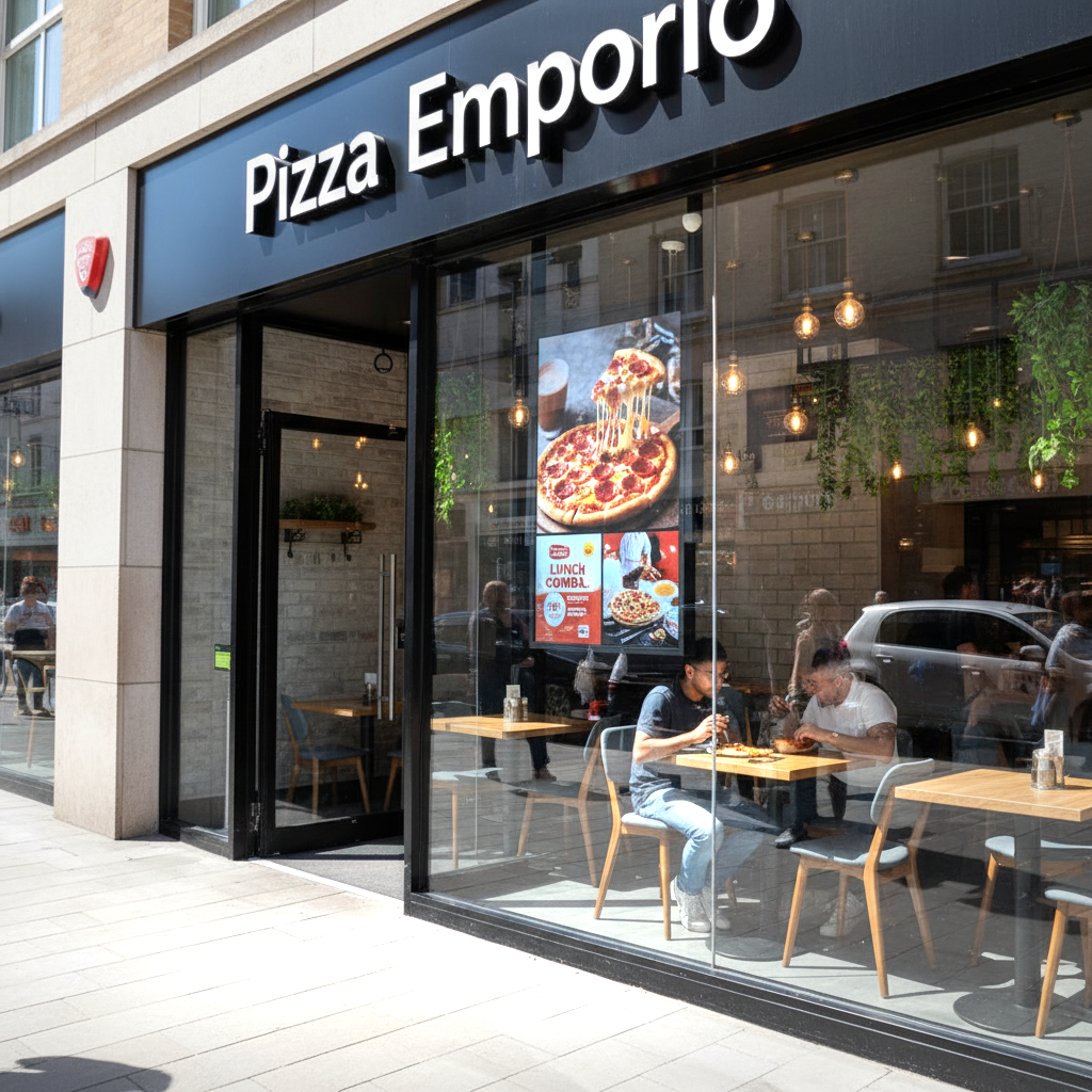 Double-Sided Window Digital Signage | 3,500cd/m² Sunlight Readable | Free Bespoke Design