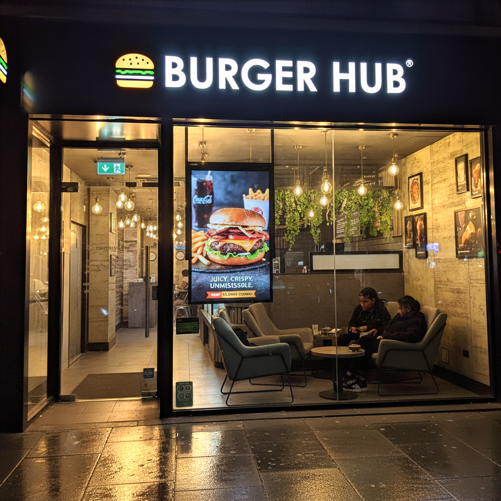 Double-Sided Window Digital Signage | 3,500cd/m² Sunlight Readable | Free Bespoke Design